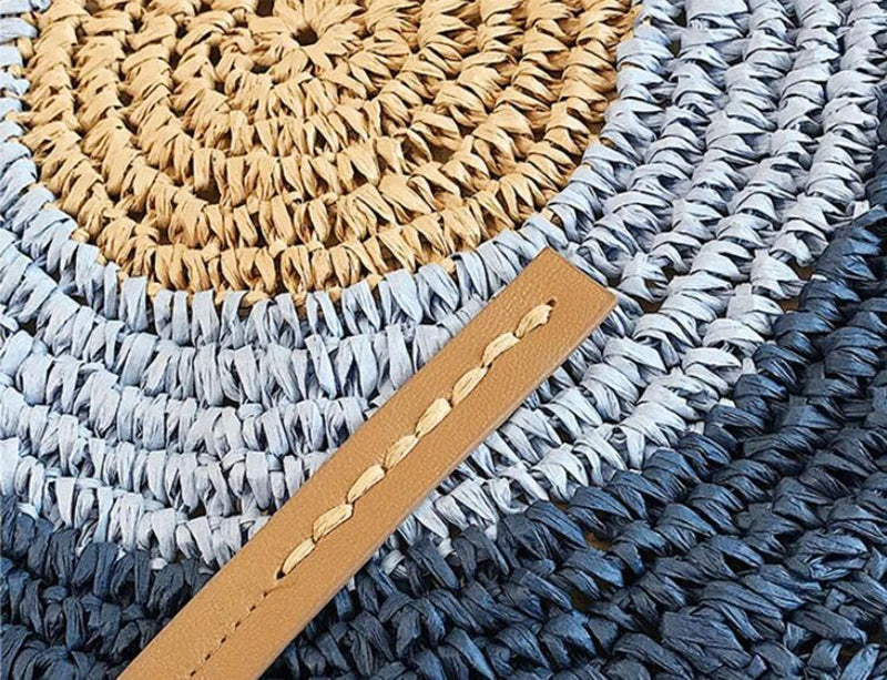 Large Capacity Round Women Fashionable Straw Woven Shoulder Bag Handmade Summer Beach Travel Holiday Women Tote Bags