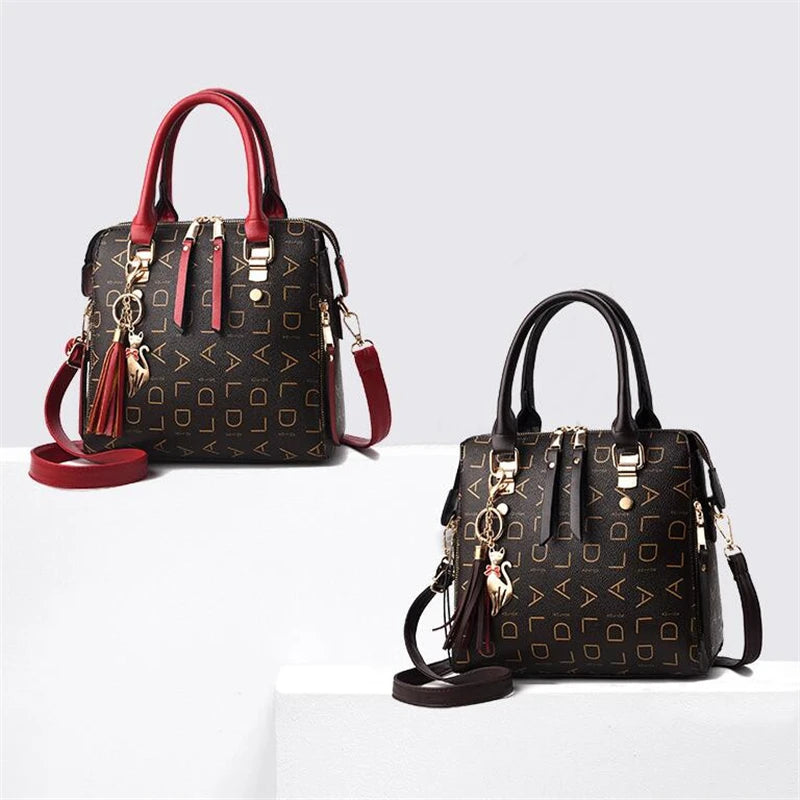 New Tassel Designers Fashion Women PU Leather Bag Large Capacity Shoulder Bags Casual Tote Simple Top-handle HandBags