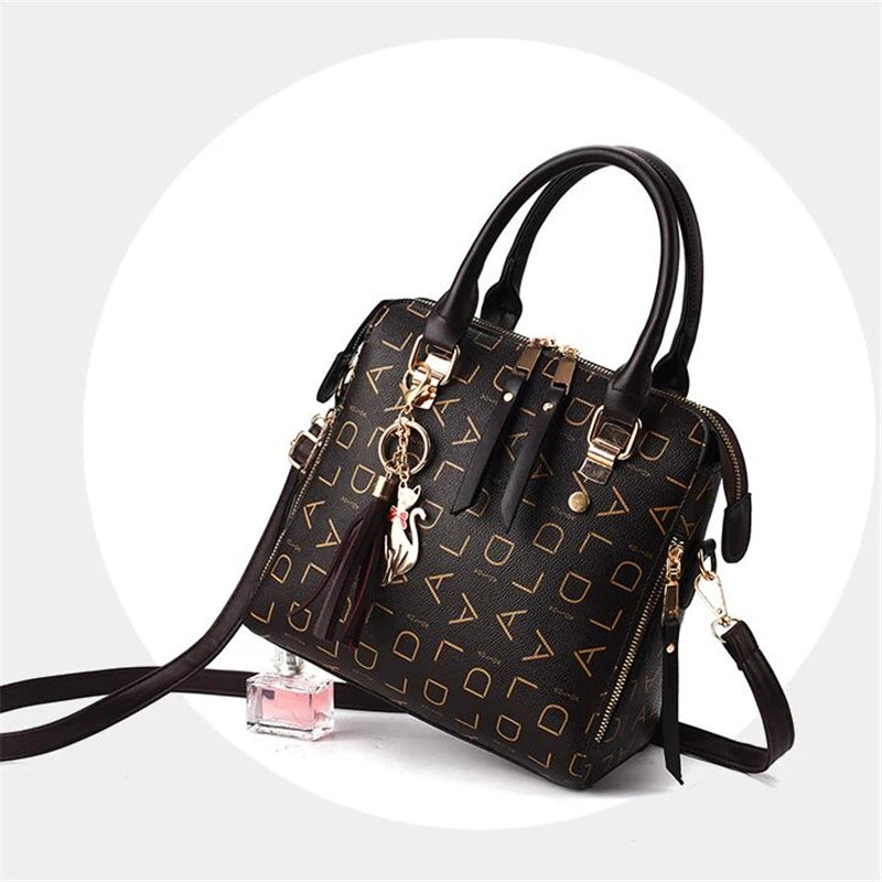 New Tassel Designers Fashion Women PU Leather Bag Large Capacity Shoulder Bags Casual Tote Simple Top-handle HandBags