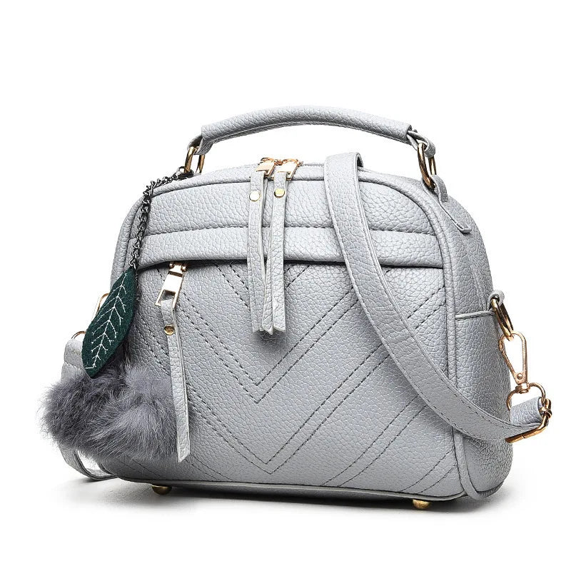 PU Leather Small Handbag For Women Girl Fashion Tassel Messenger Bags With Ball Female Shoulder Bags Ladies Party Crossby Bag