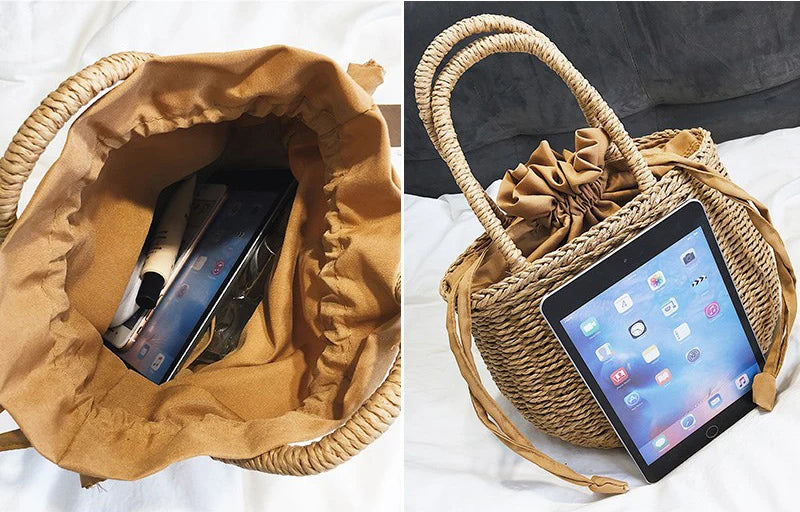 Straw Bags for Women Summer Rattan Bag Handmade Woven Beach Bag Bohemia Handbag Bolsos Fashion Rattan Basket Tote Purse