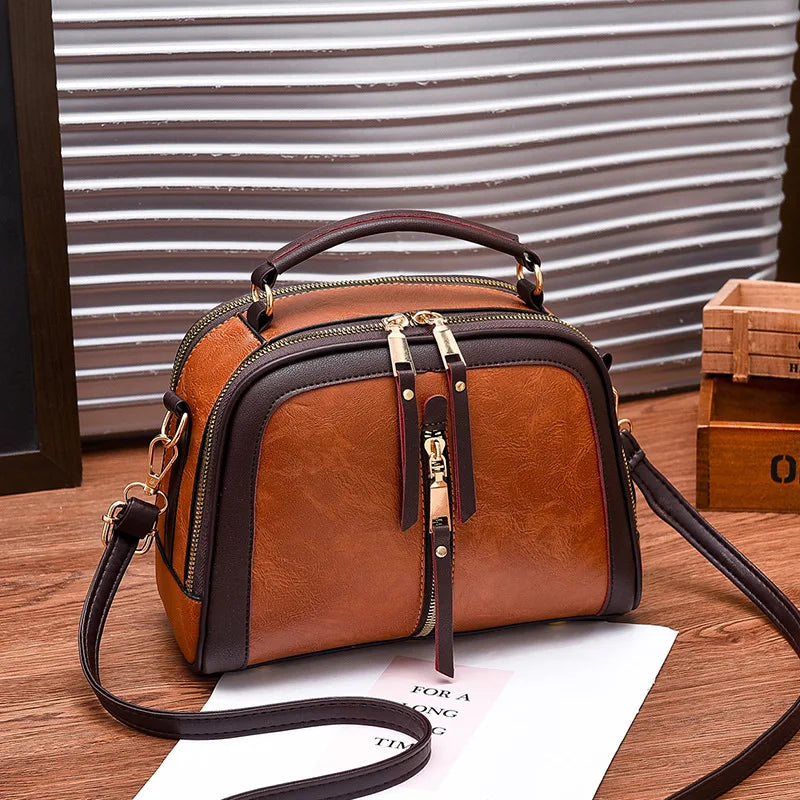 Vintage Small Crossbody Shoulder Bag for Women Designer Top-handle Handbags Purse Female PU Leather Messenger Bag Totes