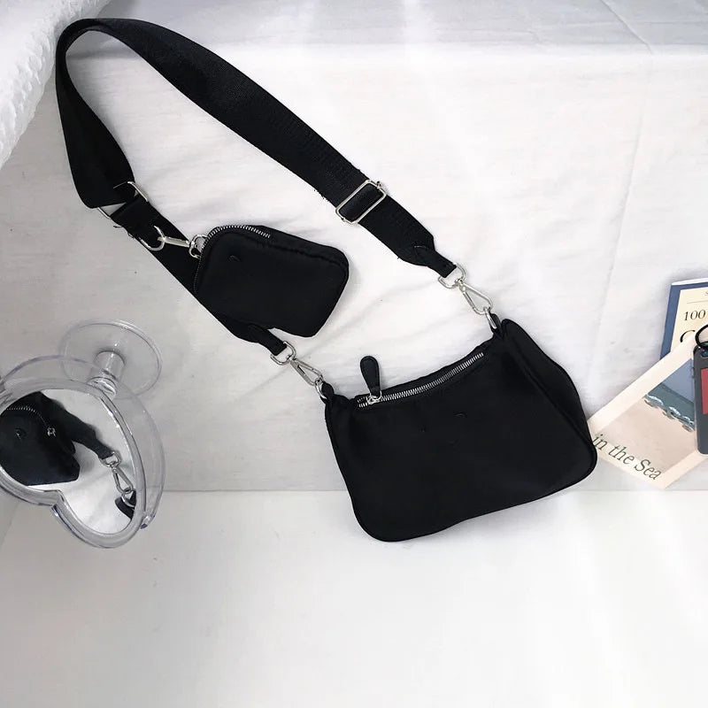 New Arrival Hobo Shoulder Bags for Women Simple Style Black Nylon Crossbody Messenger Bags Purse Female Underarm Handbag