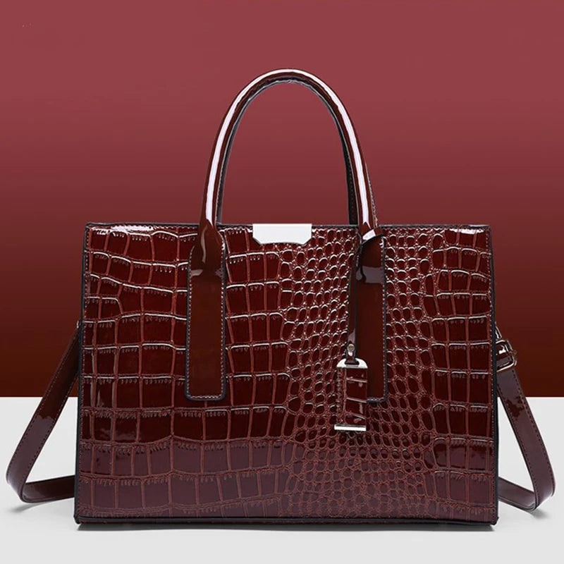 Luxury Handbags Alligator Designer PU Patent Leather Crossbody Bag For Women Tote Retro Ladies Messegner Shoulder Bag Bolsa