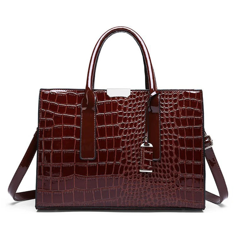 Luxury Handbags Alligator Designer PU Patent Leather Crossbody Bag For Women Tote Retro Ladies Messegner Shoulder Bag Bolsa