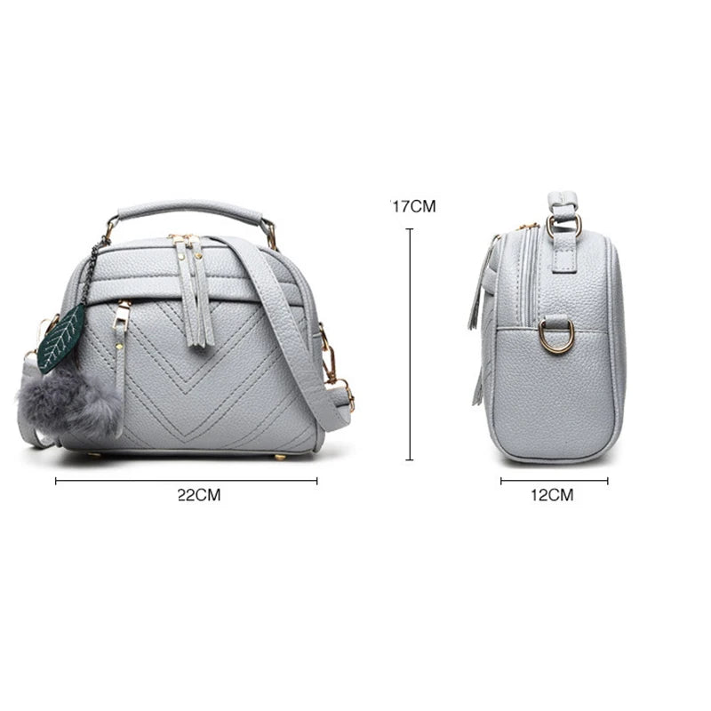 PU Leather Small Handbag For Women Girl Fashion Tassel Messenger Bags With Ball Female Shoulder Bags Ladies Party Crossby Bag