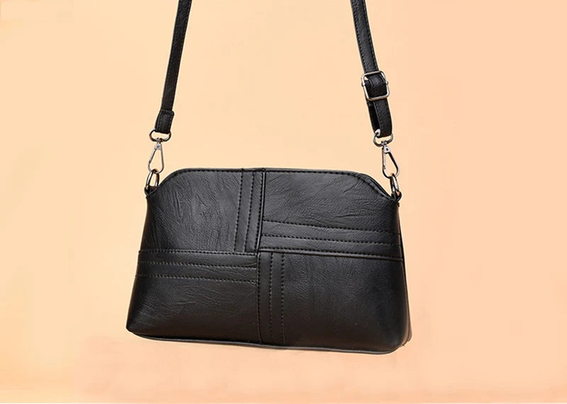 New Casual mama Messenger Bags Crossbody PU Leather Black Handbags for Women Small Shoulder Bag Purse