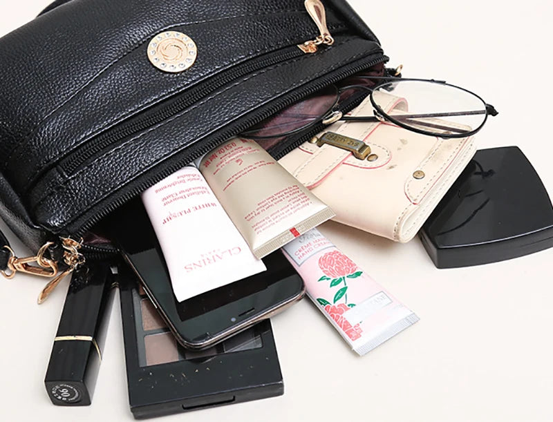 Small Fashion Shoulder Bags for Women Soft Leather mama Handbags Crossbody Messenger Bag Purse Solid Color Clutch