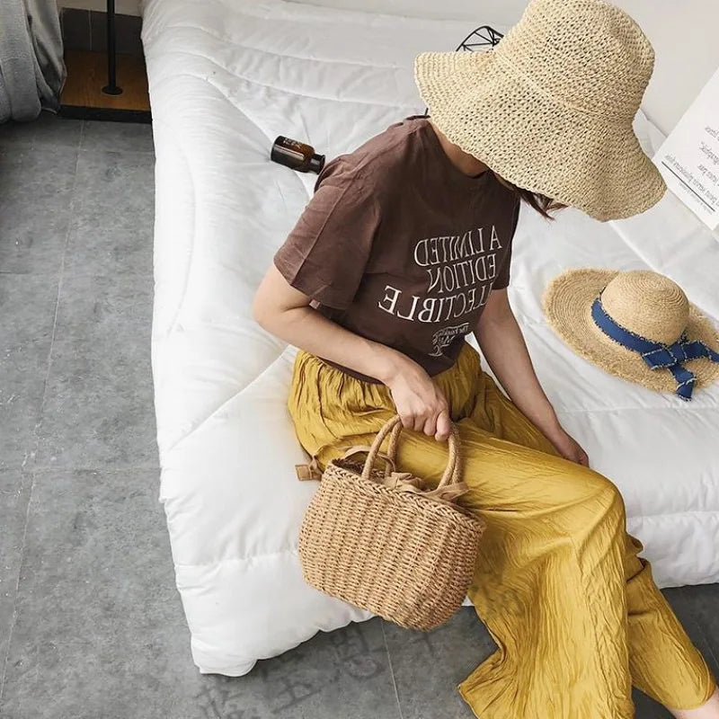 Straw Bags for Women Summer Rattan Bag Handmade Woven Beach Bag Bohemia Handbag Bolsos Fashion Rattan Basket Tote Purse