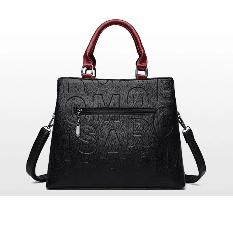 Fashion Letter Handle Bag Women PU Leather Shoulder Bag Large Capacity Handbag Designer Brands Crossbody Bag Lady Purse Femme
