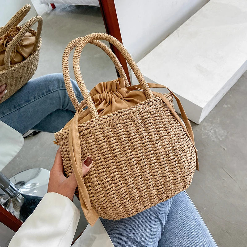 Straw Bags for Women Summer Rattan Bag Handmade Woven Beach Bag Bohemia Handbag Bolsos Fashion Rattan Basket Tote Purse