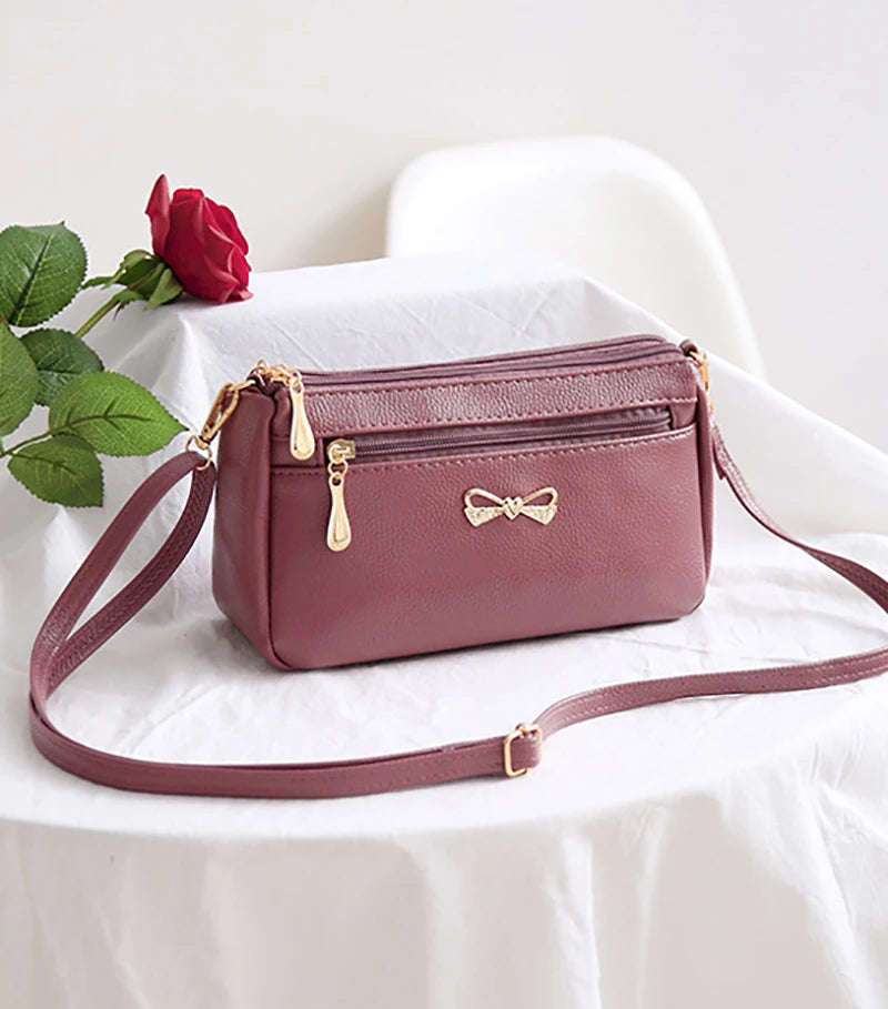 New Arrivals Women Shoulder Crossbody Bags Purse Bowknot PU Leather Messenger Handbags Small Phone Pocket for mama