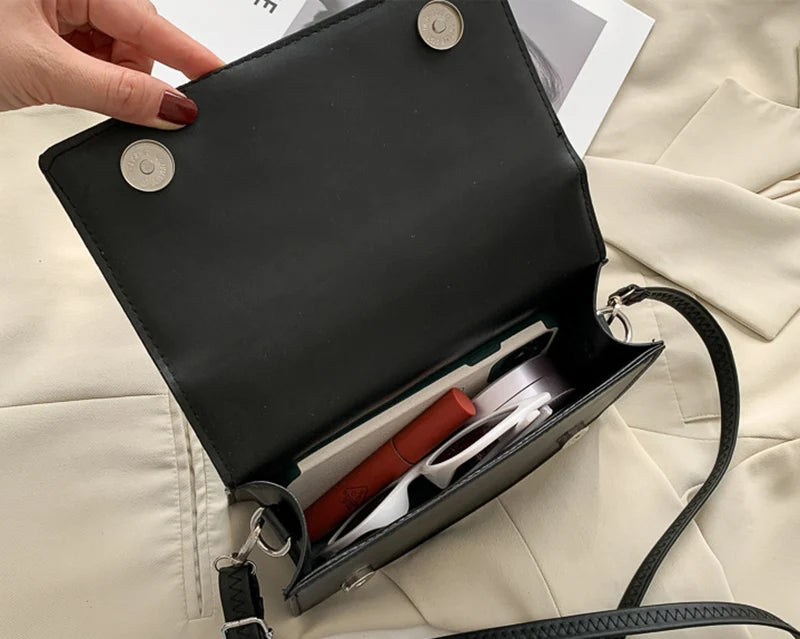 New Solid Color Fashion Shoulder Handbags Female Travel Messenger Bag Plaid Small PU Leather Crossbody Bags For Women
