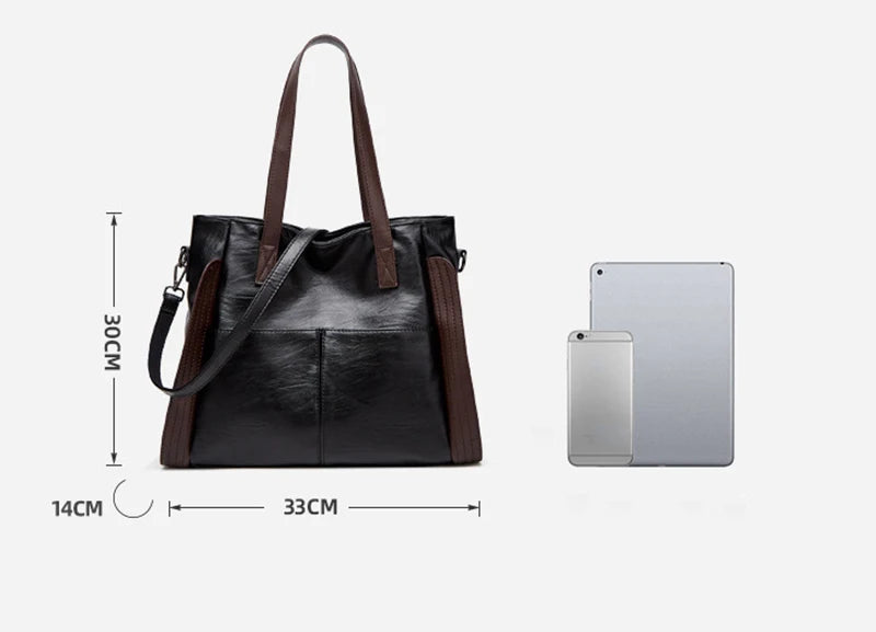 Soft Leather Women's Totes Bags High Capacity Shouldr Bag Luxury Middle-aged Lady Top-handle Bag Casual Armpit Bag Travel Pack