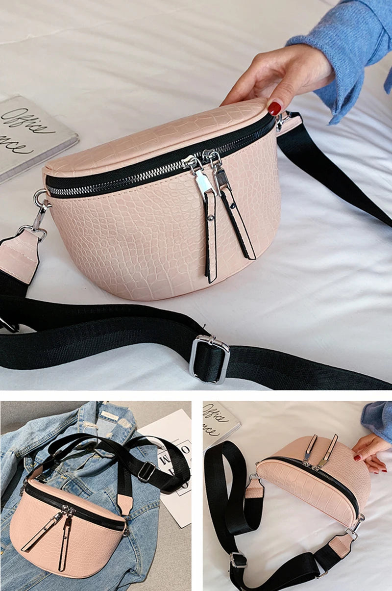Luxury Designer Saddle Women's Chest Bag High Quality Crossbody Bags Female Fashion Chain Handbag Hobos Bag Banana Belt Purse