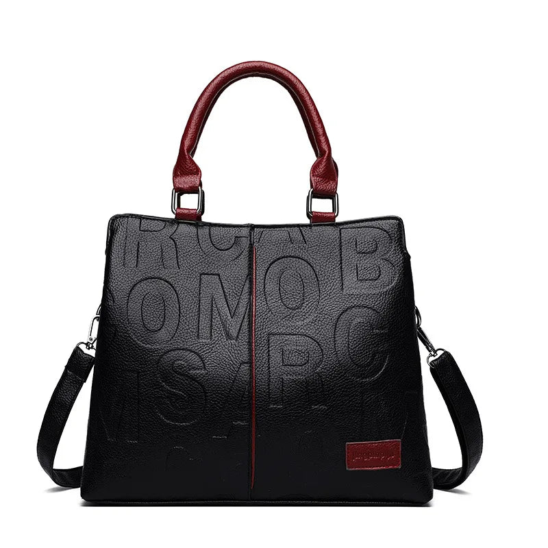 Fashion Letter Handle Bag Women PU Leather Shoulder Bag Large Capacity Handbag Designer Brands Crossbody Bag Lady Purse Femme