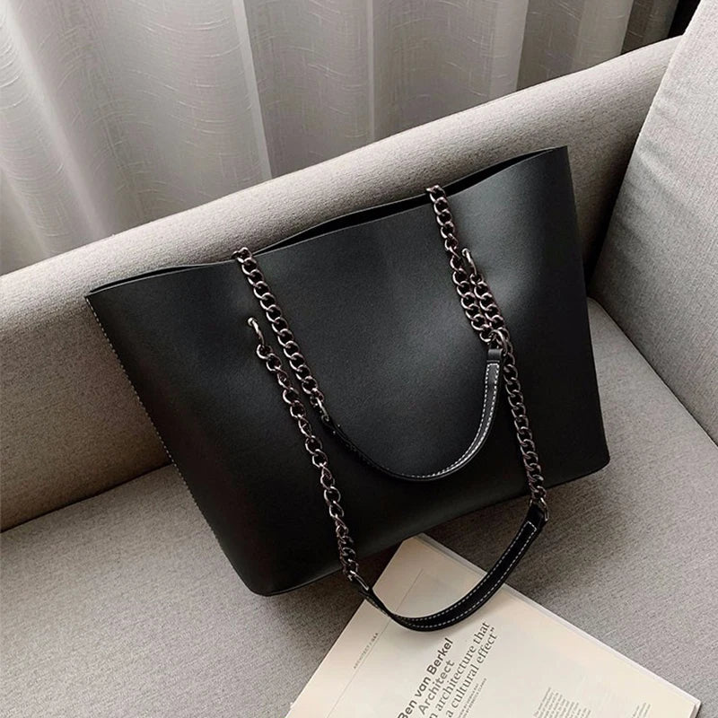 Luxury Designer PU Leather Shoulder Bags For Women Chain Large Capacity Handbags Travel Hand Bag Female Big Tote Bags Bolso