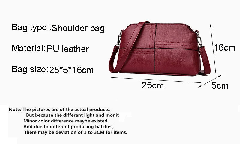 New Casual mama Messenger Bags Crossbody PU Leather Black Handbags for Women Small Shoulder Bag Purse