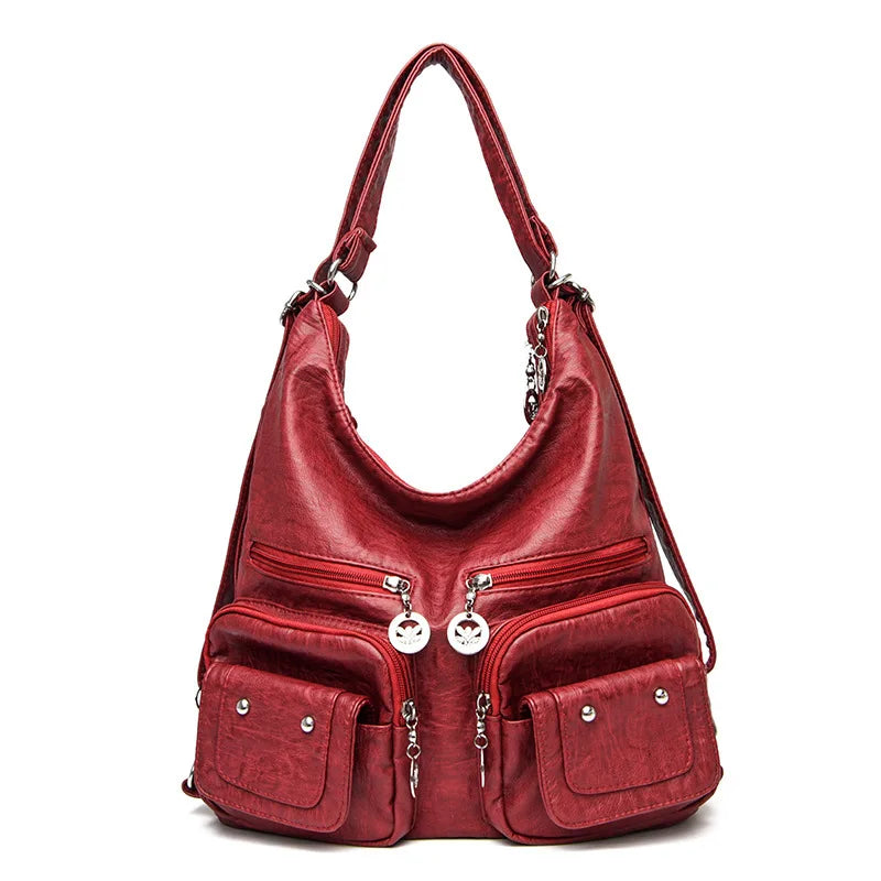 Casual Large Capacity Hobos Bag For Women Travel Shoulder Bags Female Multifunctional Handbag Totes PU Leather Crossbody Bag