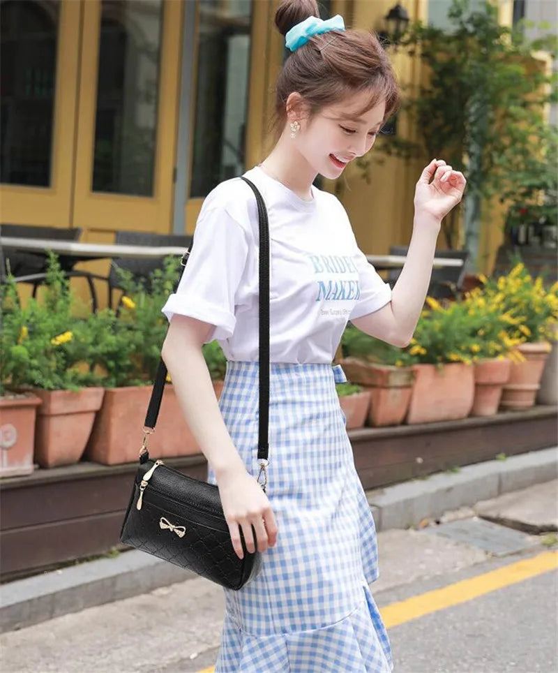 Women Bowknot Leather Small Handbags Female Shoulder Crossbody Bag High Quality Ladies Messenger Purse Tote