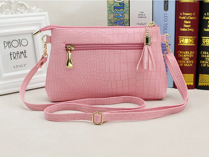 Fashion Alligator Pattern Shoulder Messenger Bags for Women PU Leather Handbag Small Phone Purse Crossbody Pack