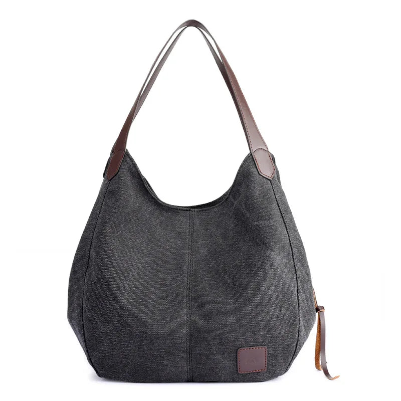 Large Capacity Canvas Shoulder Bag Casual Top-Handle Bag Daily Use Handbag Lady Shopping Totes Travel Bag