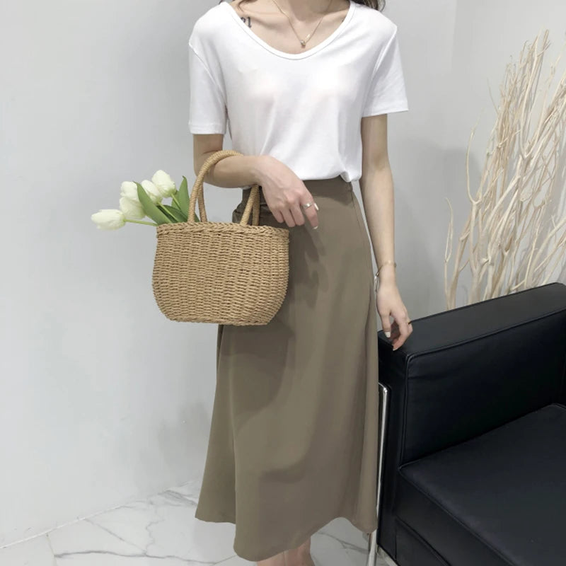 Straw Bags for Women Summer Rattan Bag Handmade Woven Beach Bag Bohemia Handbag Bolsos Fashion Rattan Basket Tote Purse