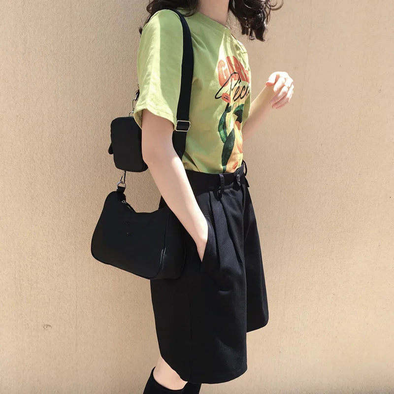 New Arrival Hobo Shoulder Bags for Women Simple Style Black Nylon Crossbody Messenger Bags Purse Female Underarm Handbag