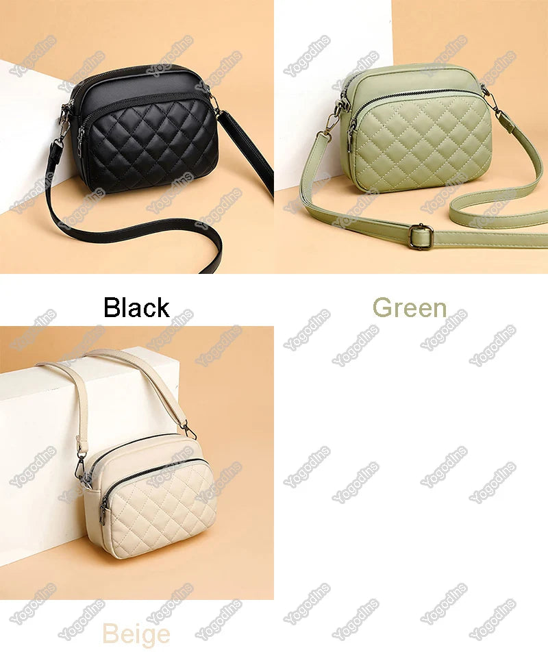 Simple Fashion Plaid Shoulder Bags For Women PU Leather Crossbody Messenger Bag Phone Purse Lady Small Handbag Clutch