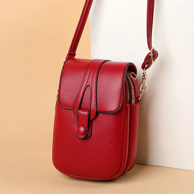 Simple Design PU Leather Crossbody Shoulder Bags for Women Spring Retro Branded Handbags and Purses Ladies Mobile Phone sac