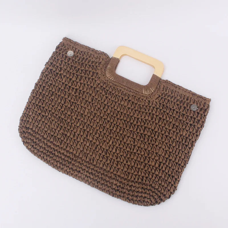 Handbag Vintage Bohemian Straw Bag for Women Summer Large Capacity Beach Handbag Rattan Handmade Kintted Travel Bags Bolsas