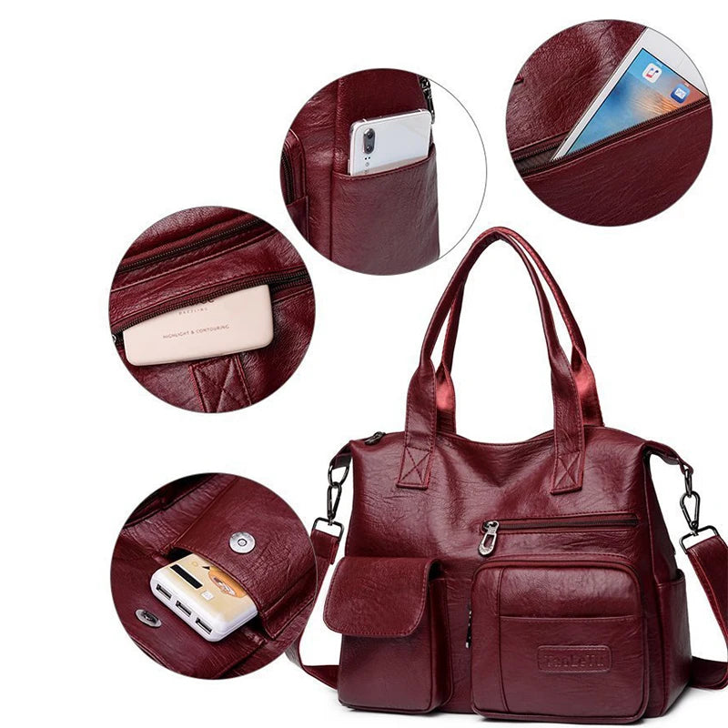 Luxury Shopping Handbags Female Shoulder Bags Designer PU Leather Crossbody Bags for Women Large Capacity Messenger Bag Totes
