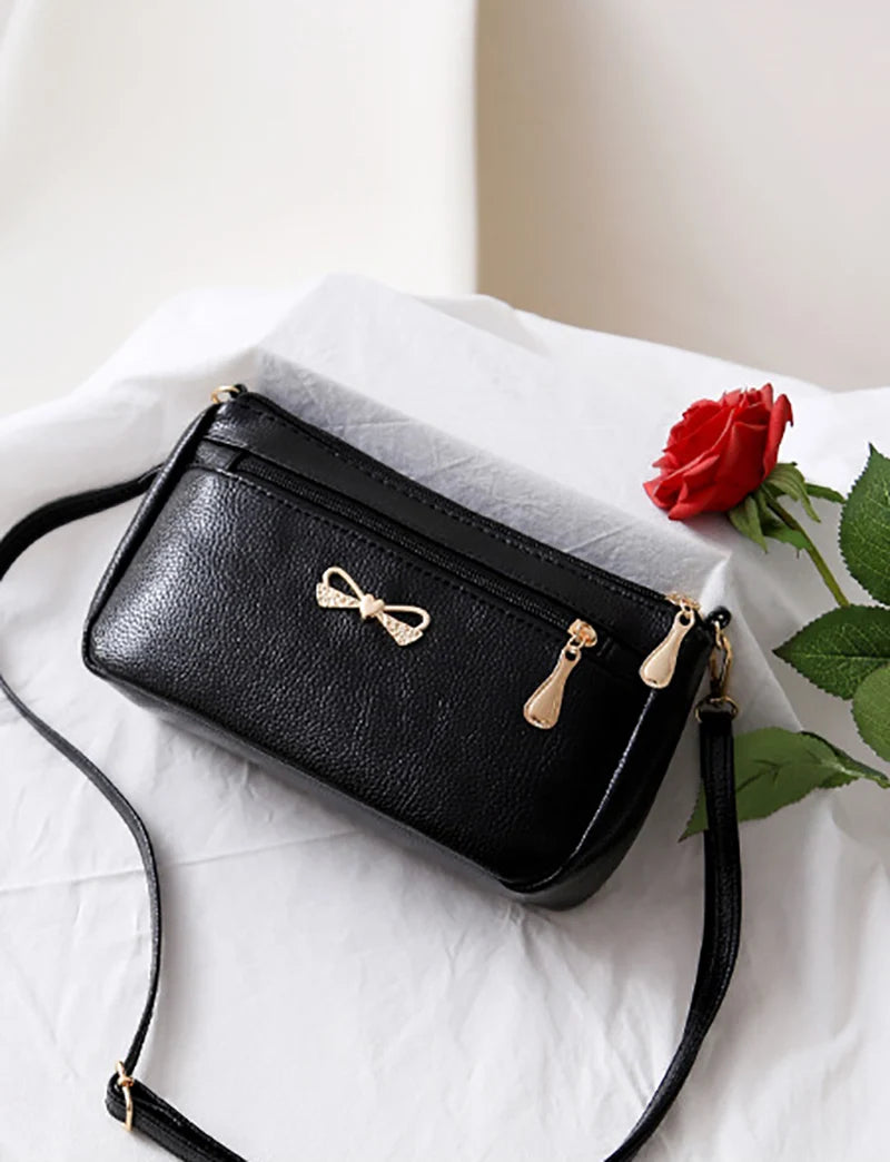 New Arrivals Women Shoulder Crossbody Bags Purse Bowknot PU Leather Messenger Handbags Small Phone Pocket for mama