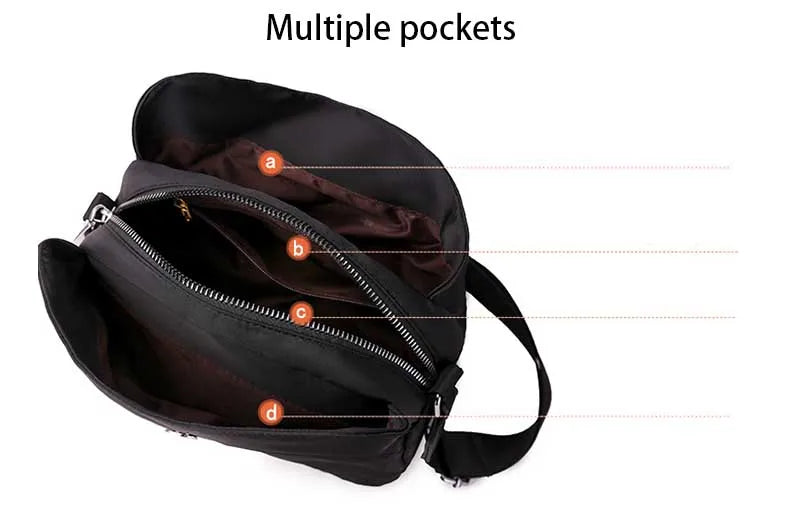 Vintage Nylon Waterproof Shoulder Bag Women Wild Crossbody Bag Simple Messenger Bag Daily Female Handbag Travel Lady Purse Bolso