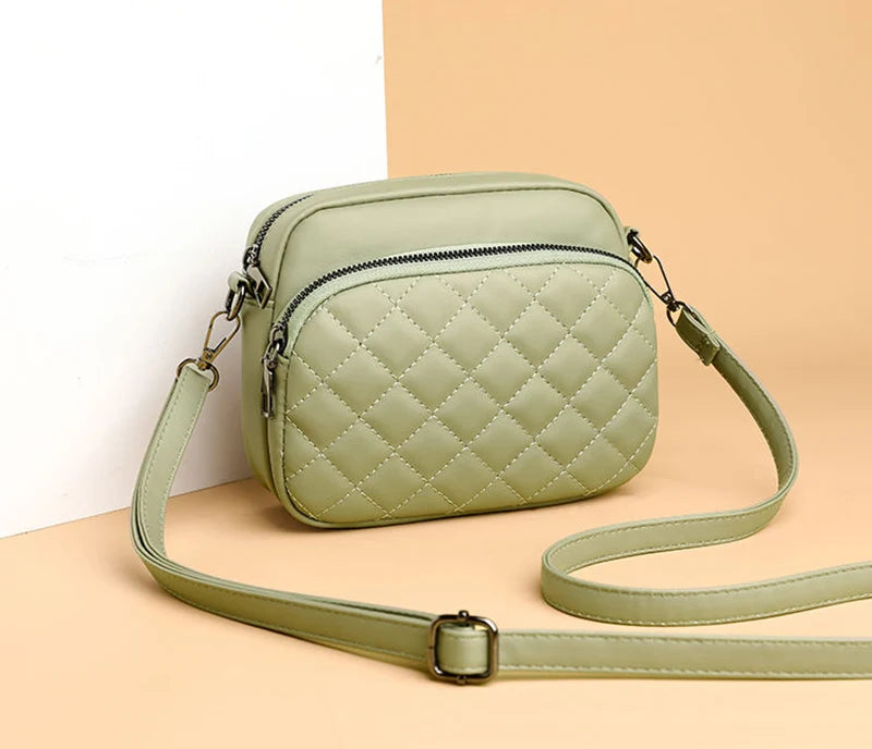 Simple Fashion Plaid Shoulder Bags For Women PU Leather Crossbody Messenger Bag Phone Purse Lady Small Handbag Clutch