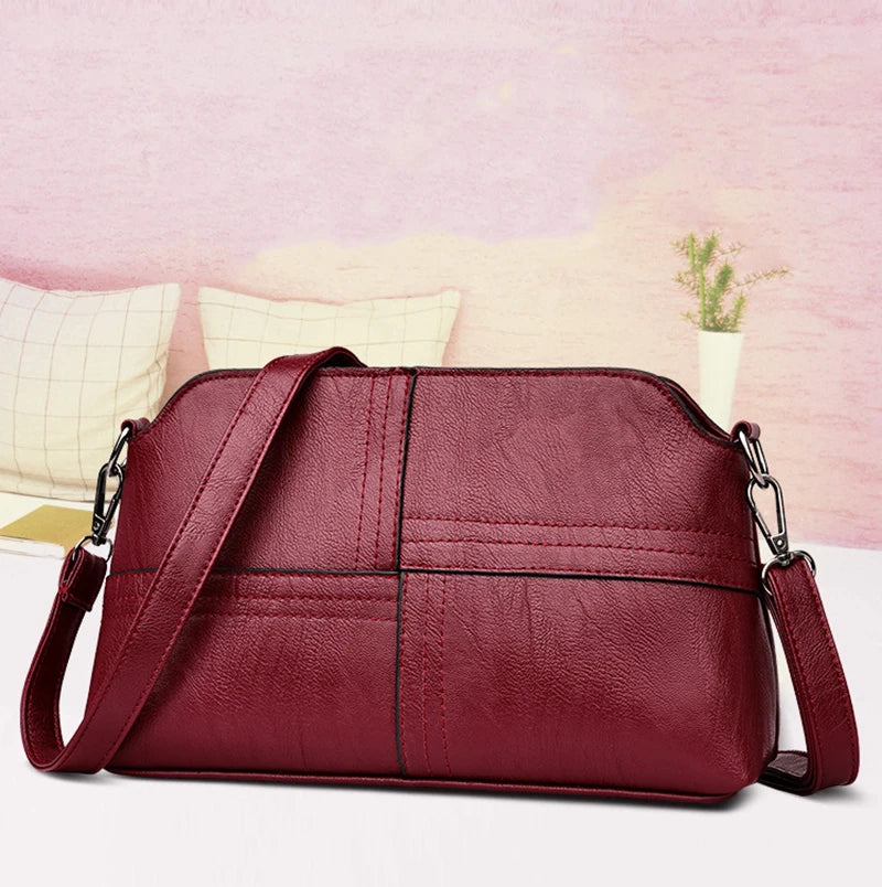 New Casual mama Messenger Bags Crossbody PU Leather Black Handbags for Women Small Shoulder Bag Purse