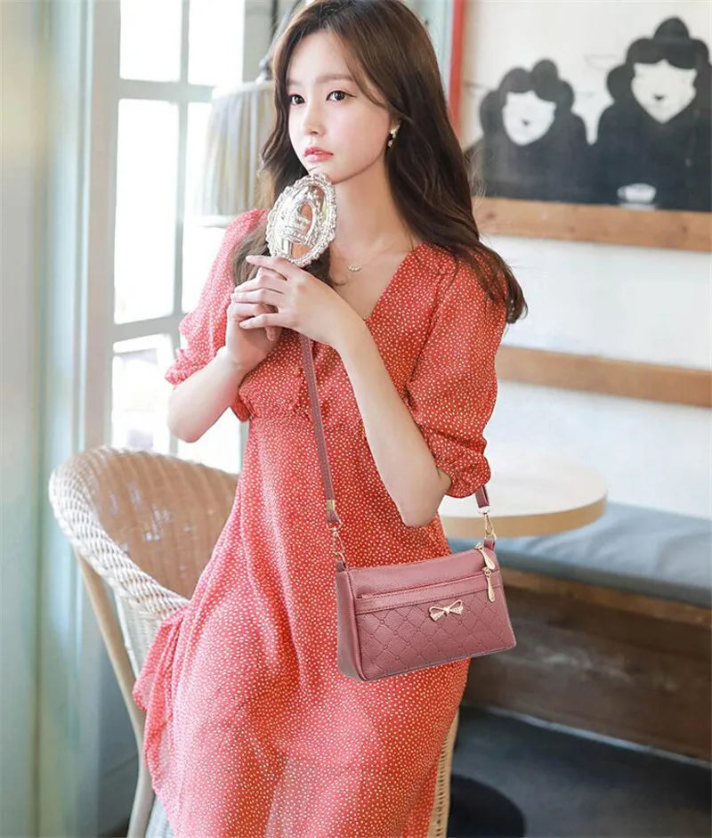 Women Bowknot Leather Small Handbags Female Shoulder Crossbody Bag High Quality Ladies Messenger Purse Tote