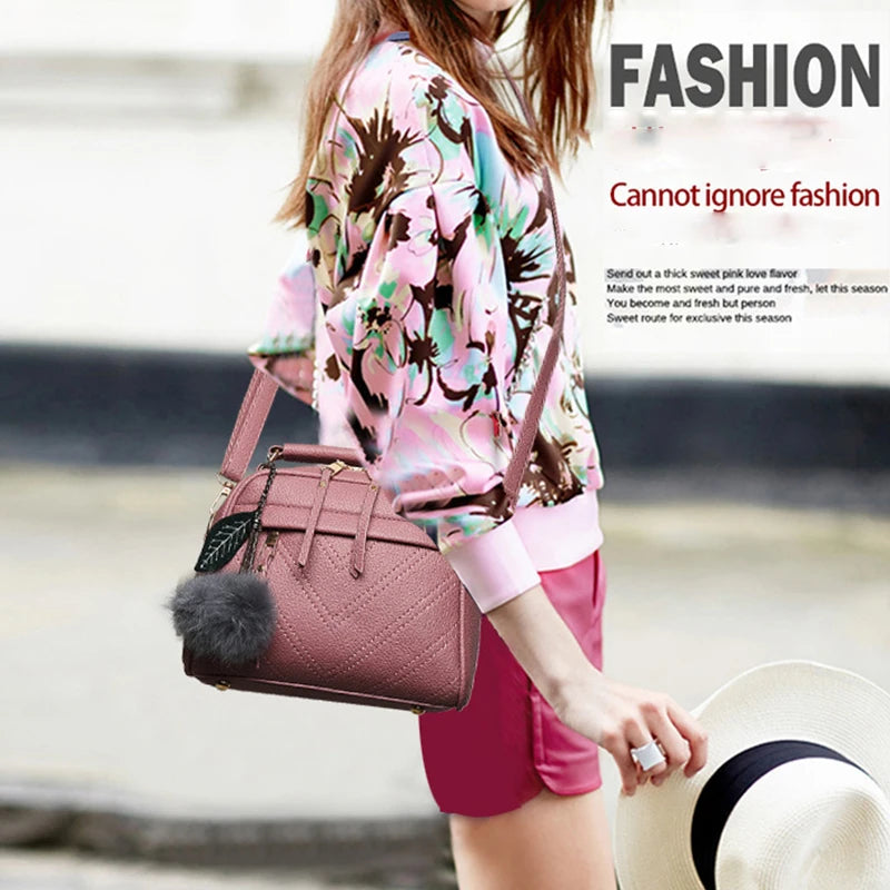 PU Leather Small Handbag For Women Girl Fashion Tassel Messenger Bags With Ball Female Shoulder Bags Ladies Party Crossby Bag