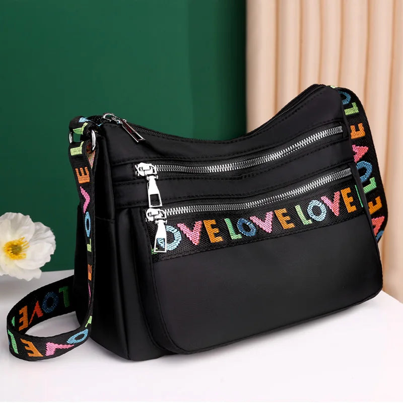Women's Crossbody Bag Waterproof Nylon Oxford Shoulder Messenger Bags Casual Large Capacity Handbag Ladies Travel Shopping Tote