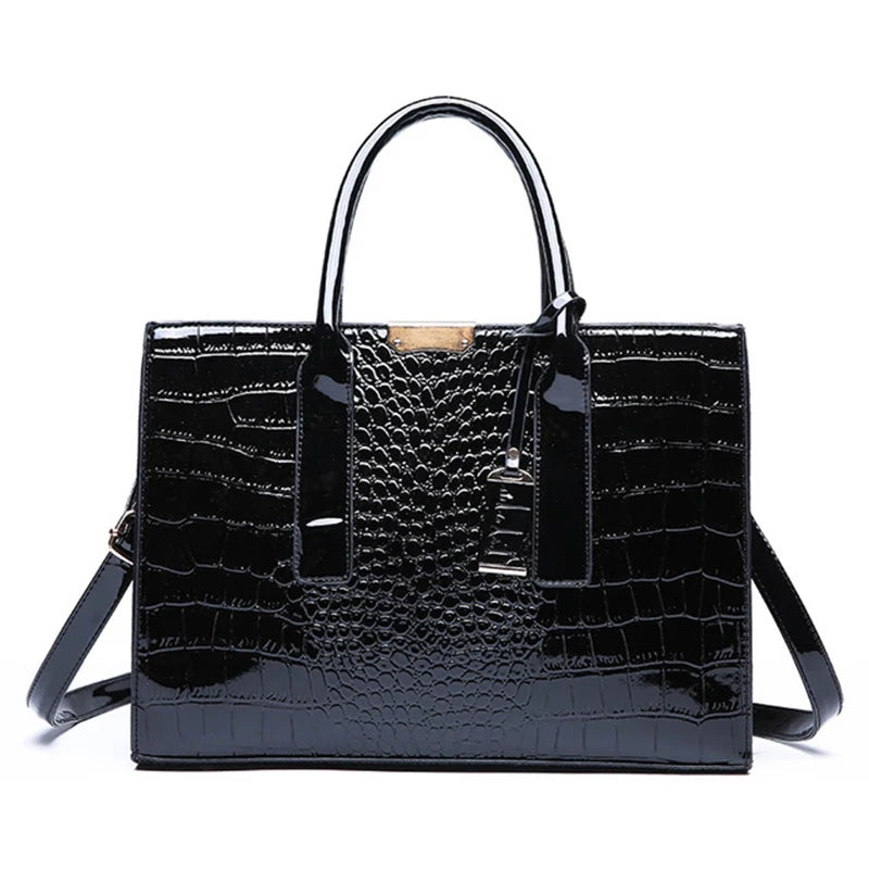 Luxury Handbags Alligator Designer PU Patent Leather Crossbody Bag For Women Tote Retro Ladies Messegner Shoulder Bag Bolsa
