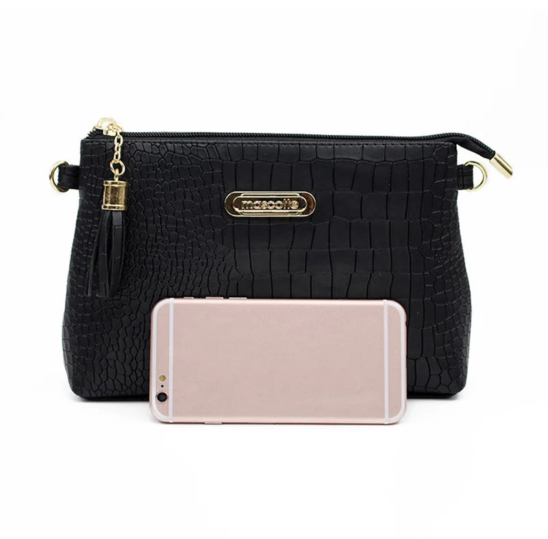 Fashion Alligator Pattern Shoulder Messenger Bags for Women PU Leather Handbag Small Phone Purse Crossbody Pack