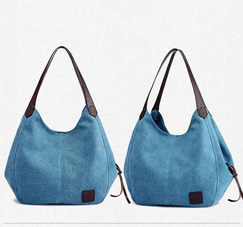 Large Capacity Canvas Shoulder Bag Casual Top-Handle Bag Daily Use Handbag Lady Shopping Totes Travel Bag