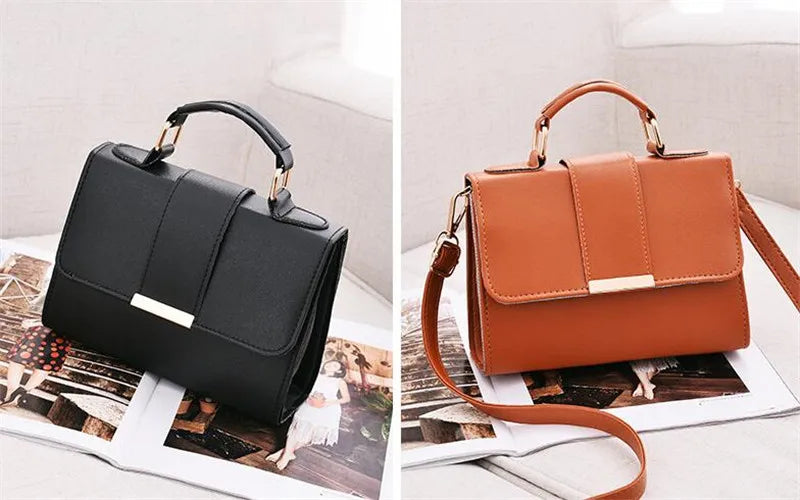 Hot Sale Flap Sling Shoulder Bags for Women Solid Color Crossbody Messenger Bag Purse Female Leather Handbag Pocket