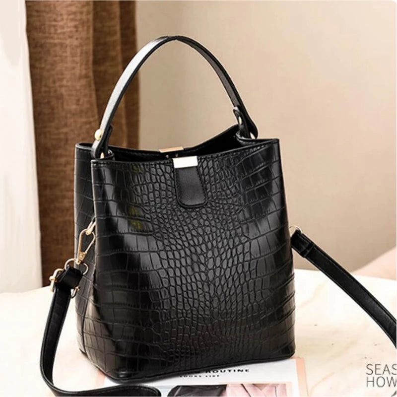 Crocodile Pattern Bucket Shoulder Bag For Women Fashion Brands Female Handbag Large Capacity Lady Crossbody Bag Handbag Purse