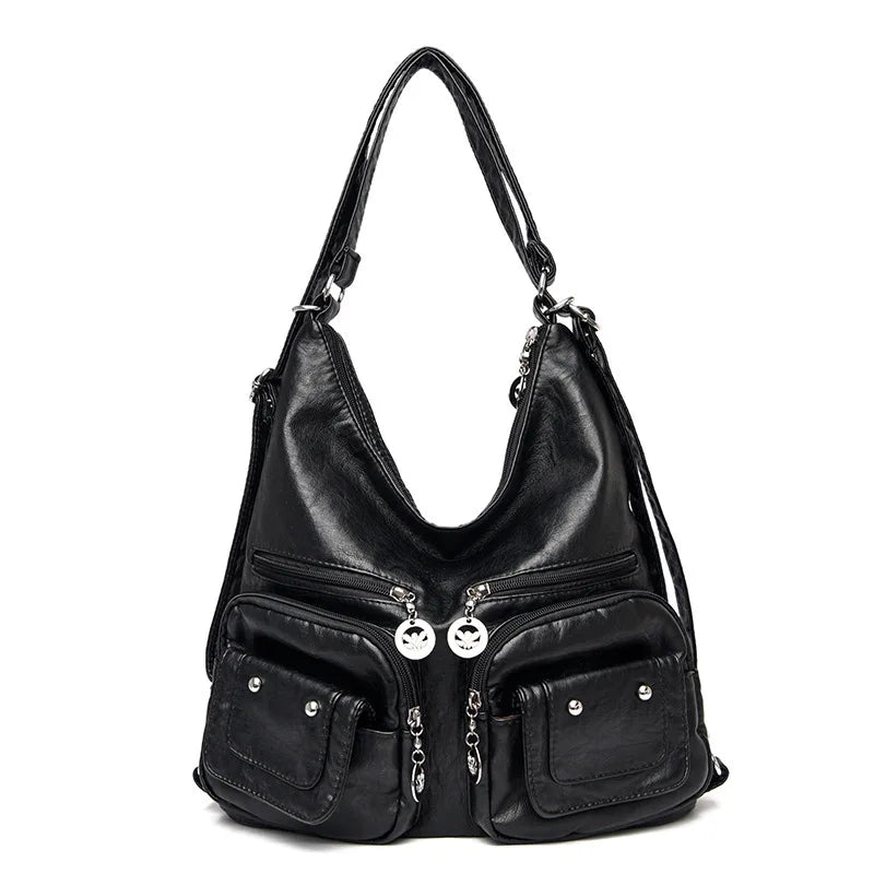 Casual Large Capacity Hobos Bag For Women Travel Shoulder Bags Female Multifunctional Handbag Totes PU Leather Crossbody Bag