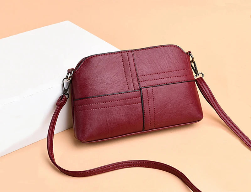 New Casual mama Messenger Bags Crossbody PU Leather Black Handbags for Women Small Shoulder Bag Purse