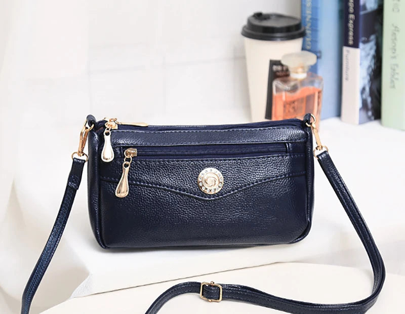 Small Fashion Shoulder Bags for Women Soft Leather mama Handbags Crossbody Messenger Bag Purse Solid Color Clutch