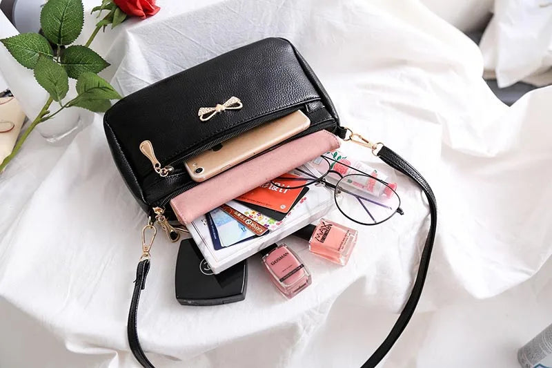 New Arrivals Women Shoulder Crossbody Bags Purse Bowknot PU Leather Messenger Handbags Small Phone Pocket for mama