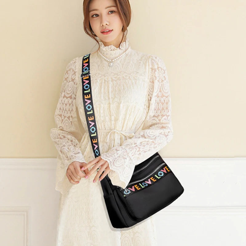 Women's Crossbody Bag Waterproof Nylon Oxford Shoulder Messenger Bags Casual Large Capacity Handbag Ladies Travel Shopping Tote