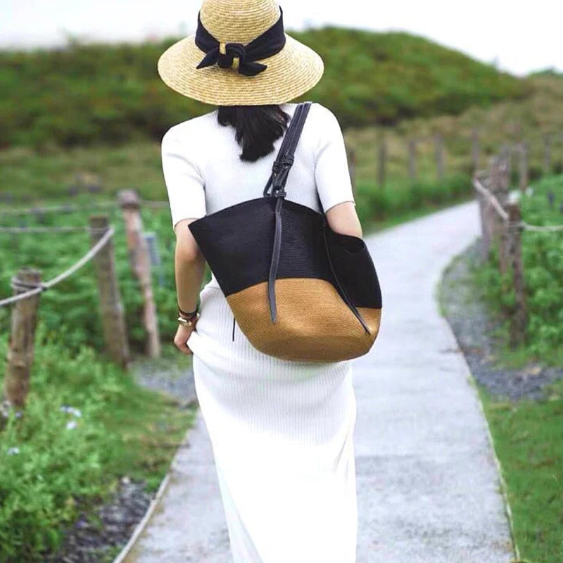 Lady Summer Beach Straw Basket Bags Casual Rattan Large Capacity Totes Women Brands Designer Handbags Wicker Woven Shoulder Bags